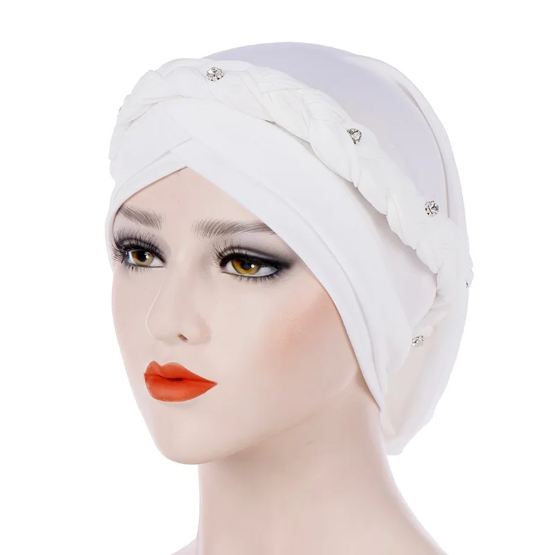 Women's Braided Islamic Milk Silk Polyester Prayer Hats, Hijab Caps, Muslim Cap, Islamic Hijab Turban - Image 6